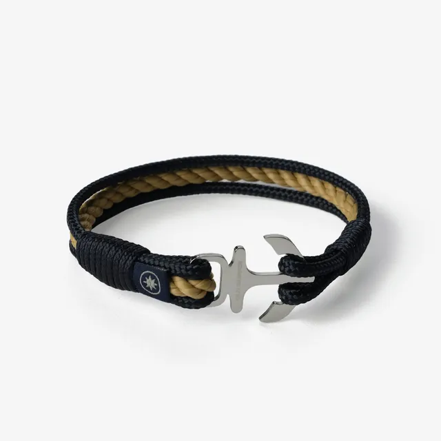 Bratara Old Skipper Blackened Waves Anchor bej